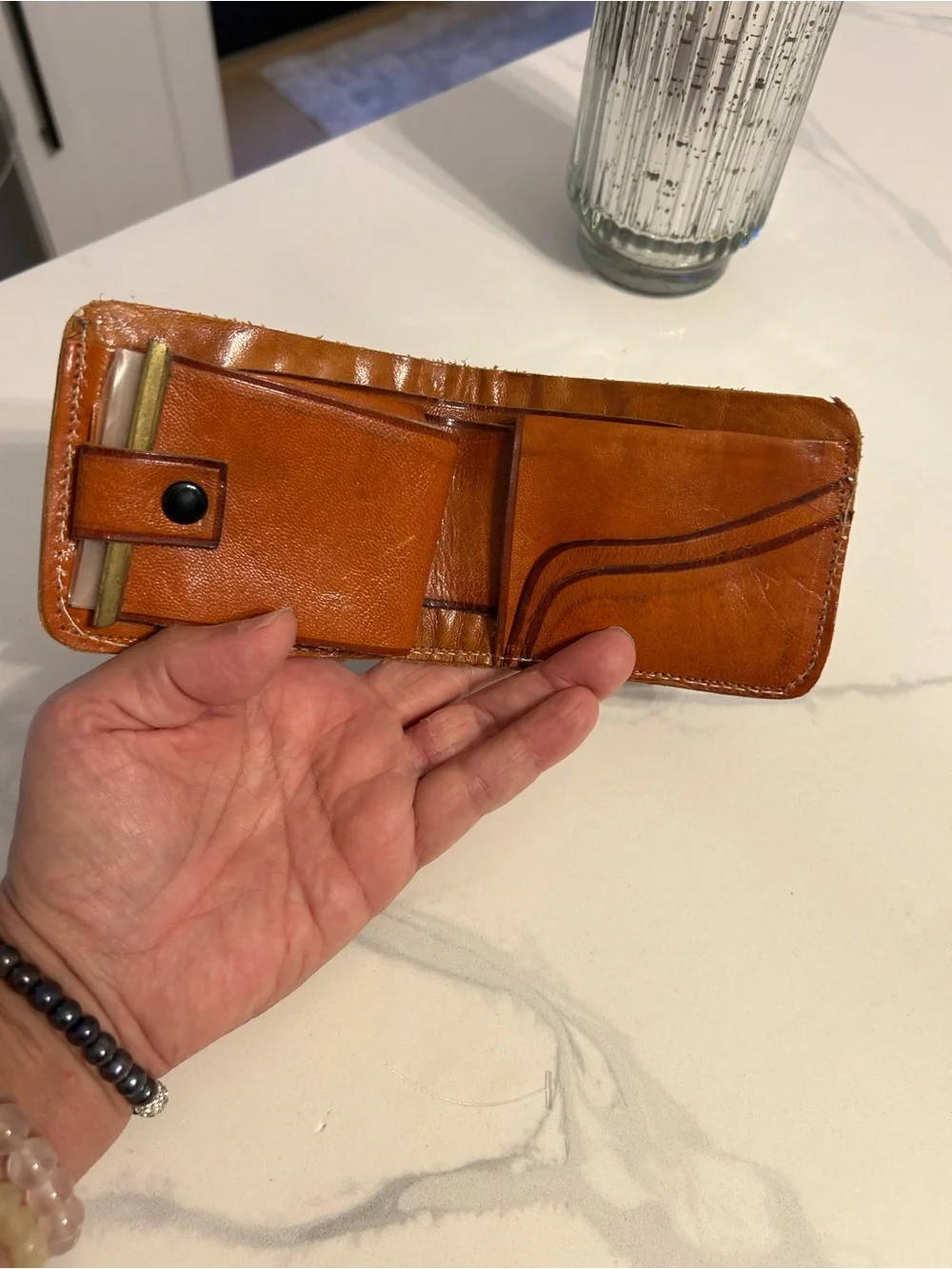 Mexican Small Leather Bifold Wallet with Embroidered Bull Motif - Kids/Adults